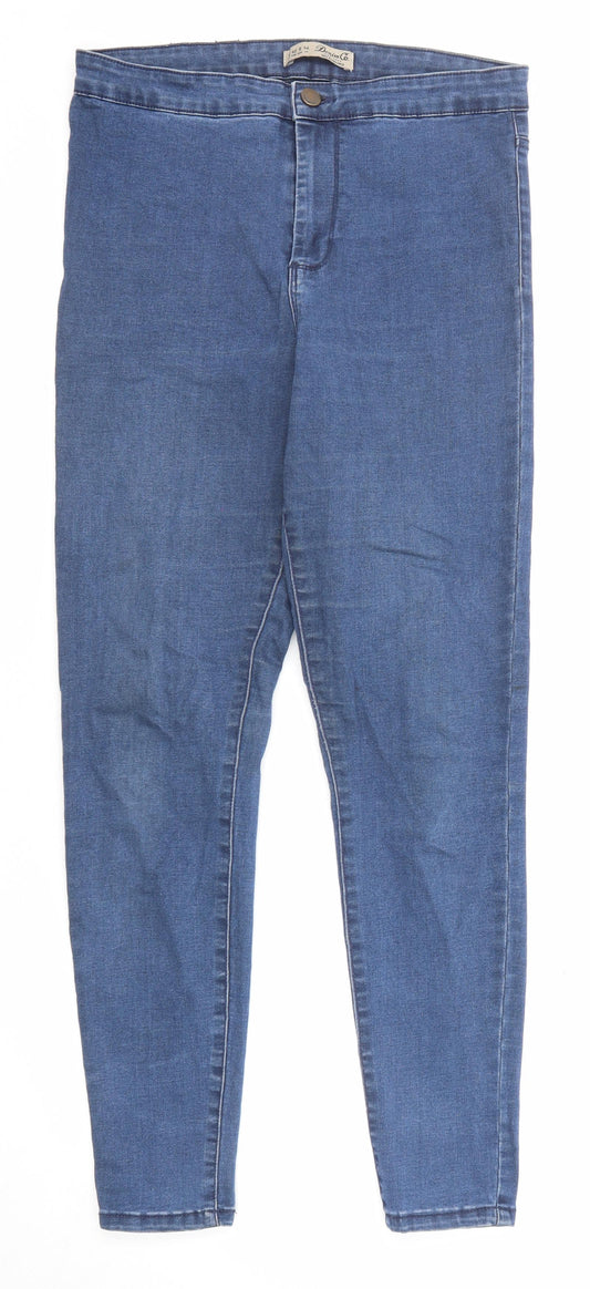 Denim & Co. Womens Blue Cotton Skinny Jeans Size 12 Regular Zip