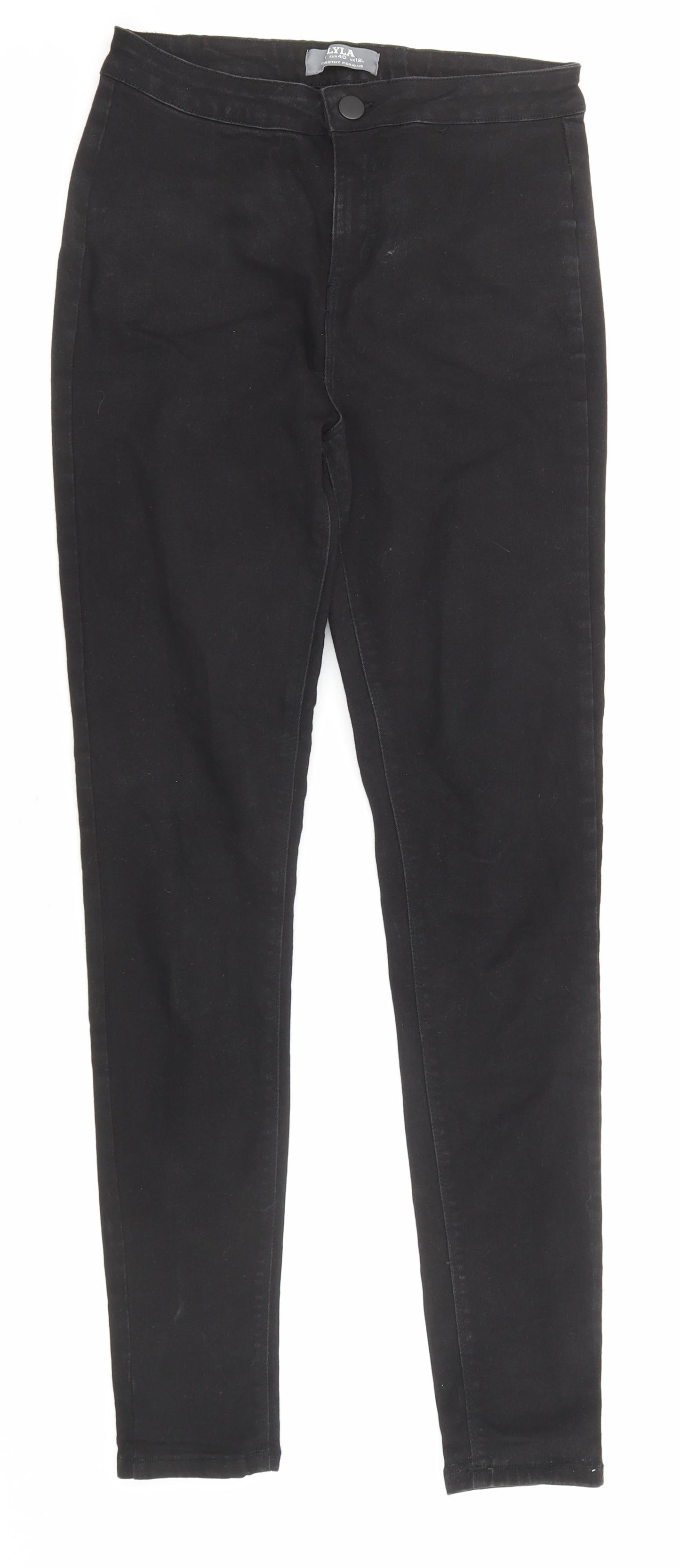 Dorothy Perkins Womens Black Cotton Skinny Jeans Size 12 Regular Zip