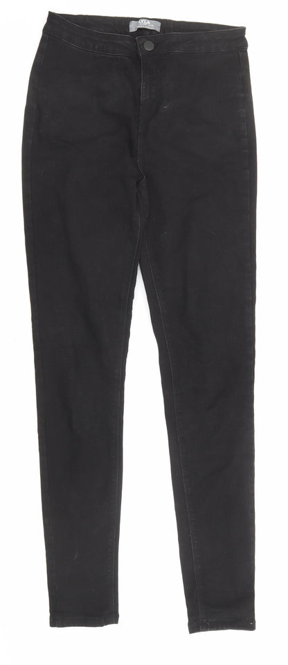 Dorothy Perkins Womens Black Cotton Skinny Jeans Size 12 Regular Zip