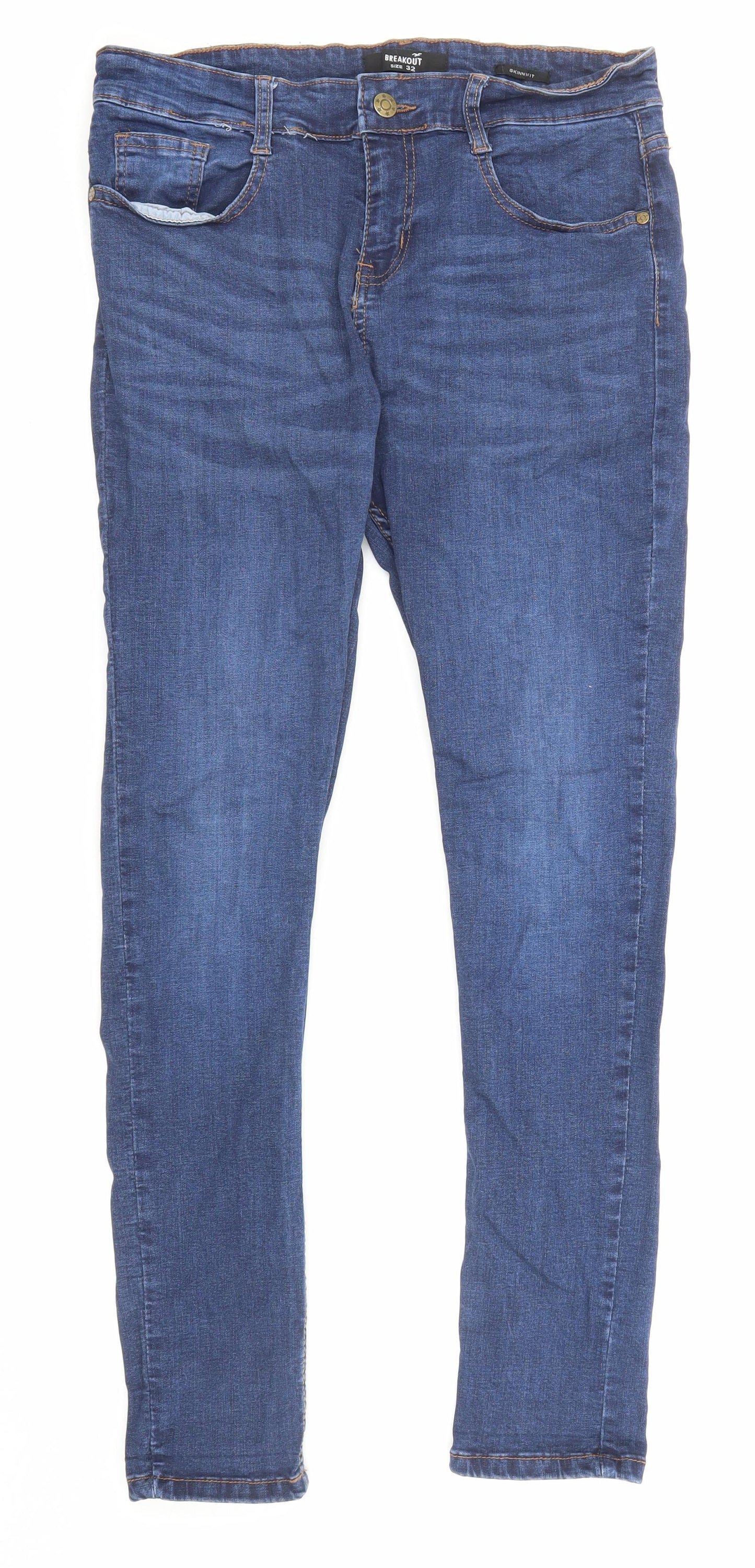 Breakout Womens Blue Cotton Skinny Jeans Size 32 in Regular Zip