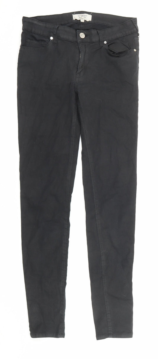 Mango Womens Black Cotton Skinny Jeans Size 10 Regular Zip