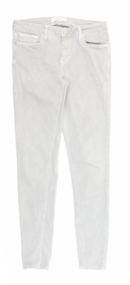 Mango Womens Grey Cotton Skinny Jeans Size 10 Regular Zip