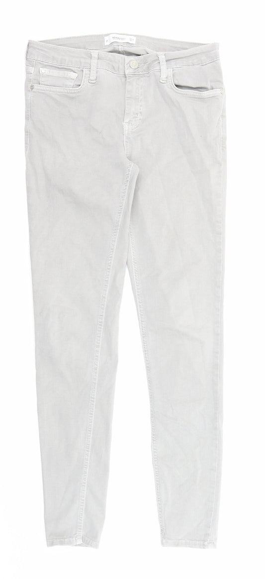 Mango Womens Grey Cotton Skinny Jeans Size 10 Regular Zip