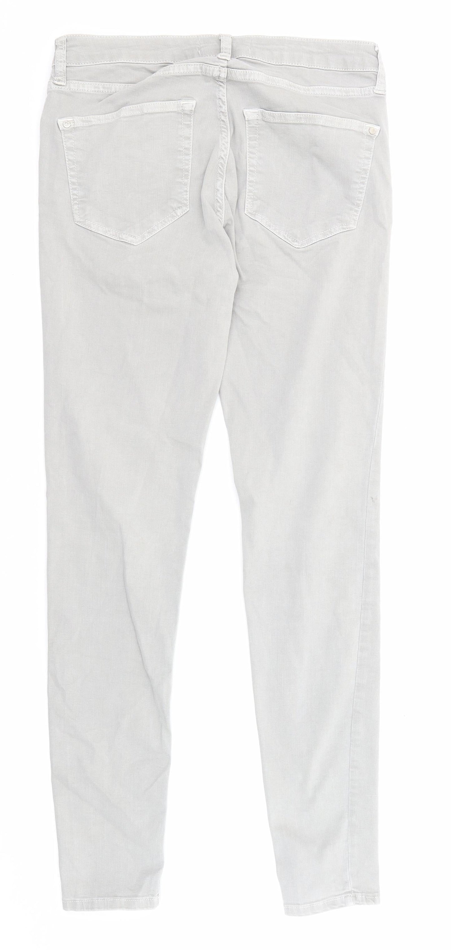 Mango Womens Grey Cotton Skinny Jeans Size 10 Regular Zip