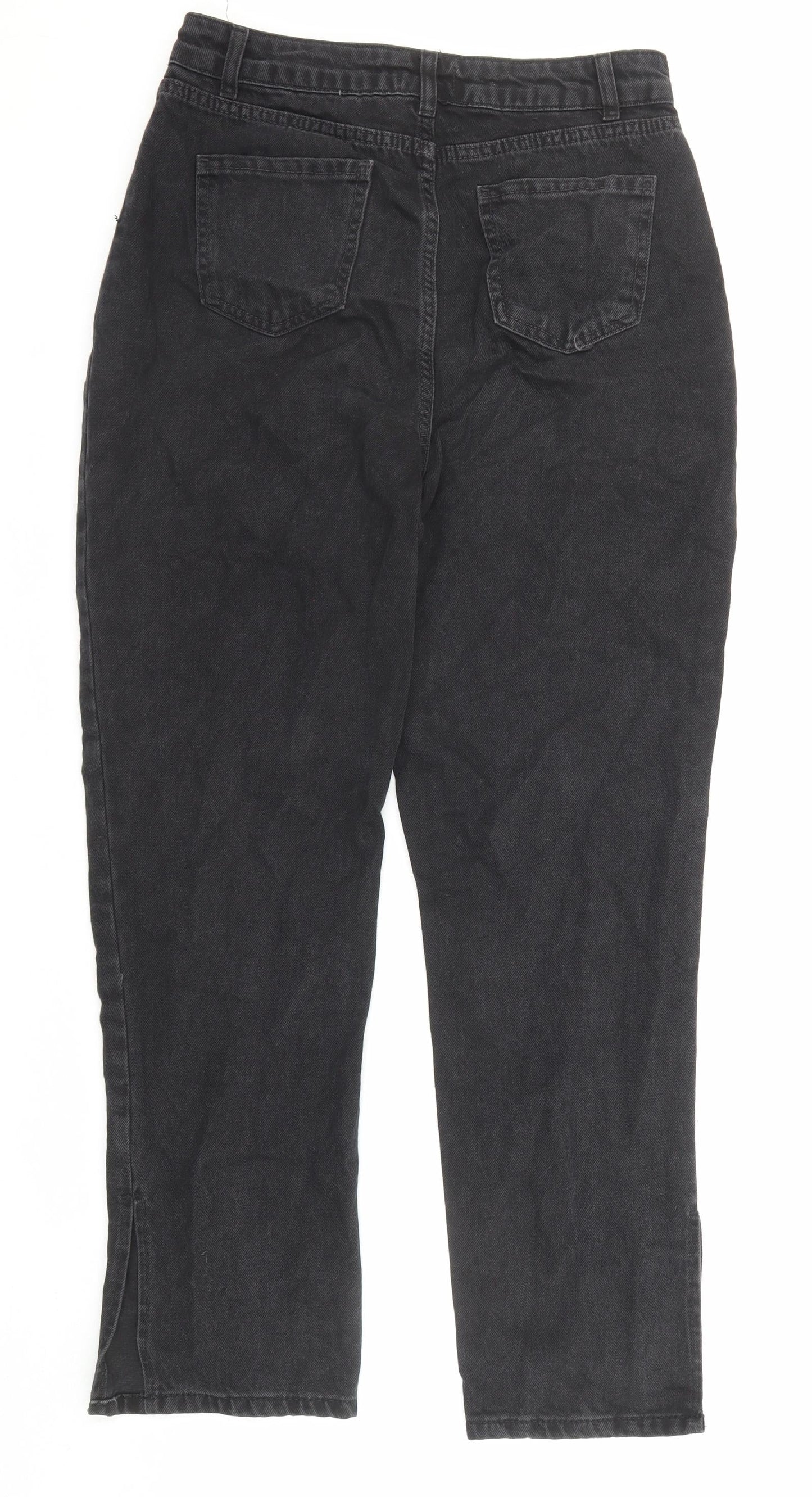 Boohoo Womens Black Cotton Straight Jeans Size 10 Regular Zip