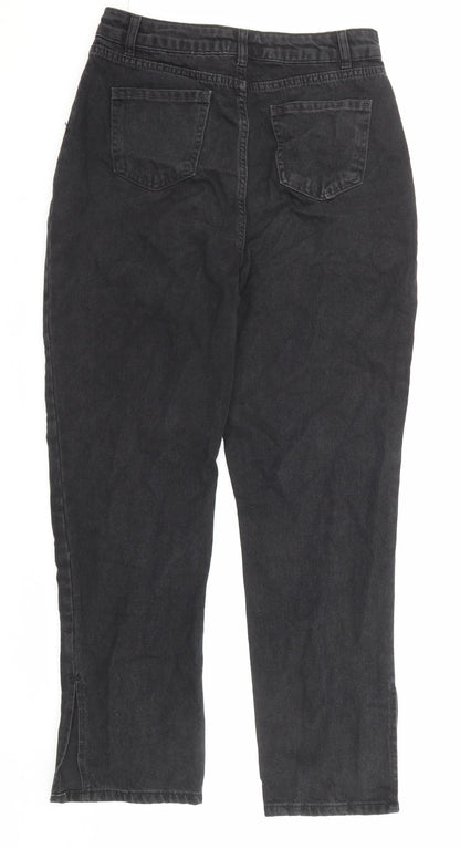 Boohoo Womens Black Cotton Straight Jeans Size 10 Regular Zip