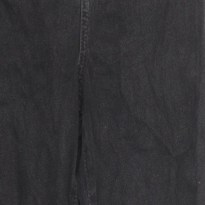 Boohoo Womens Black Cotton Straight Jeans Size 10 Regular Zip