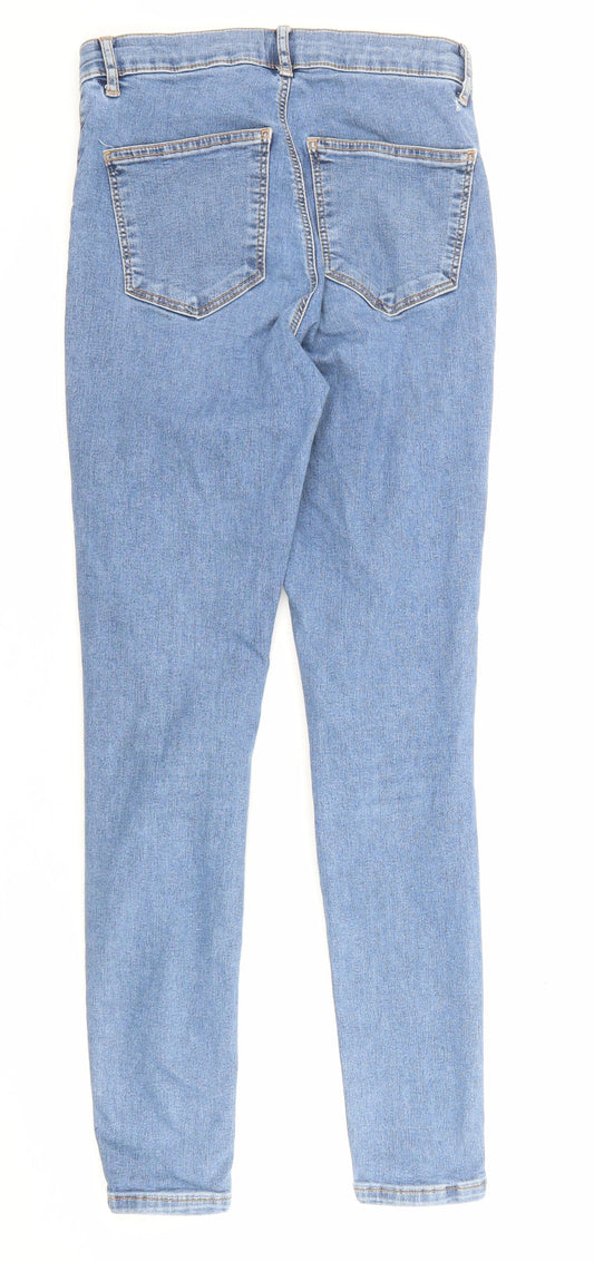 Topshop Womens Blue Cotton Skinny Jeans Size 30 in Regular Zip