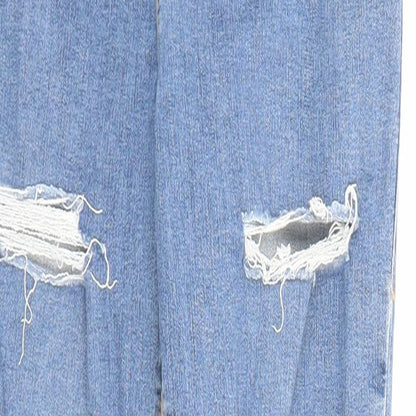 Topshop Womens Blue Cotton Skinny Jeans Size 30 in Regular Zip