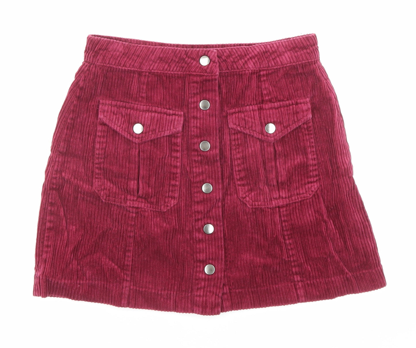 FOREVER 21 Womens Pink Cotton Mini Skirt Size M Button