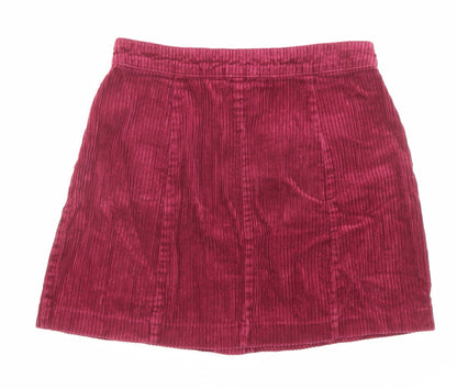 FOREVER 21 Womens Pink Cotton Mini Skirt Size M Button