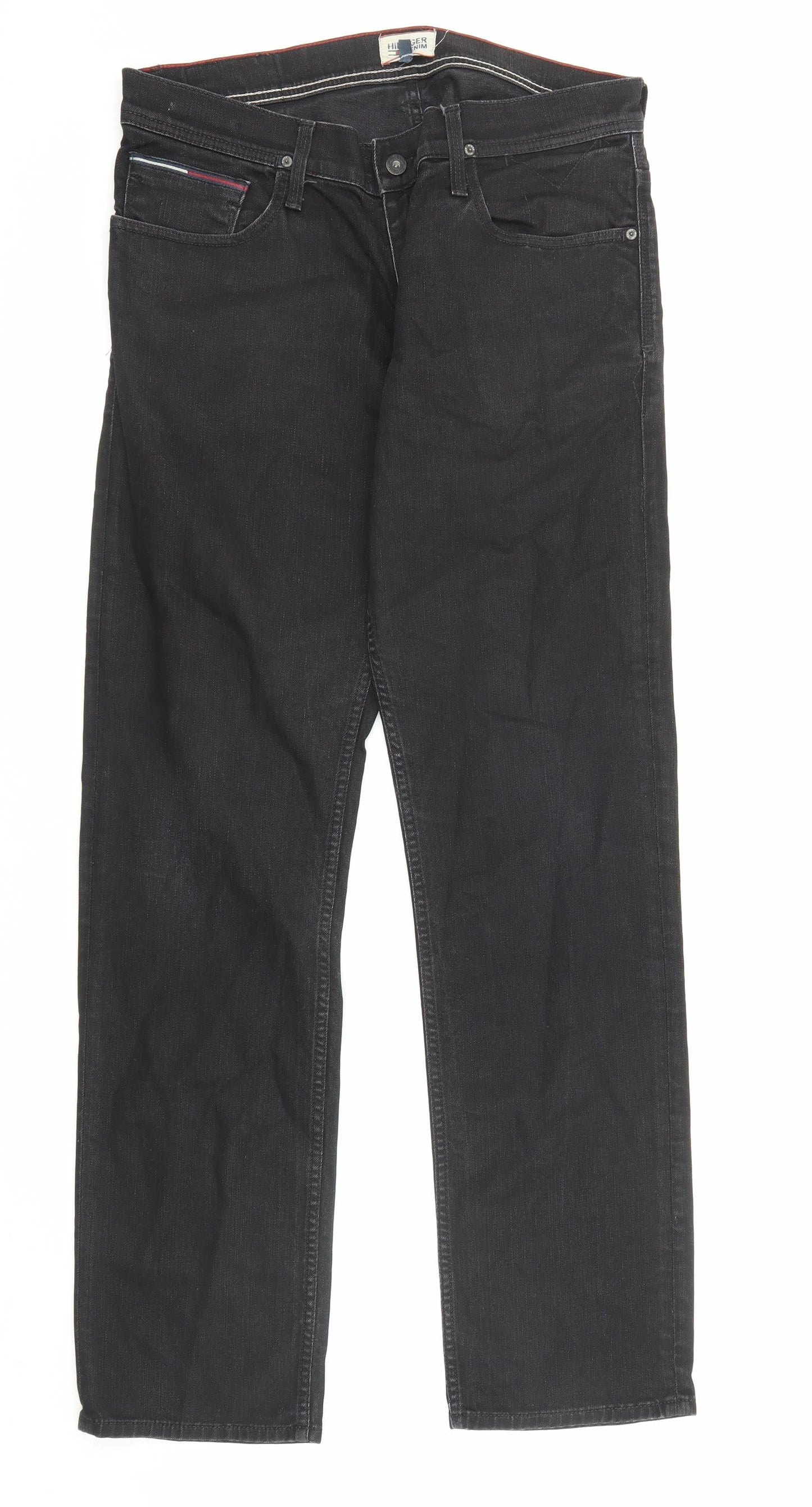 Mens UK Size 34 in Tommy Hilfiger Regular Fit Straight Black Jeans