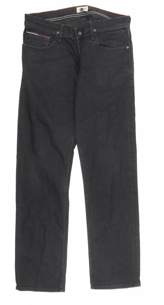 Mens UK Size 34 in Tommy Hilfiger Regular Fit Straight Black Jeans
