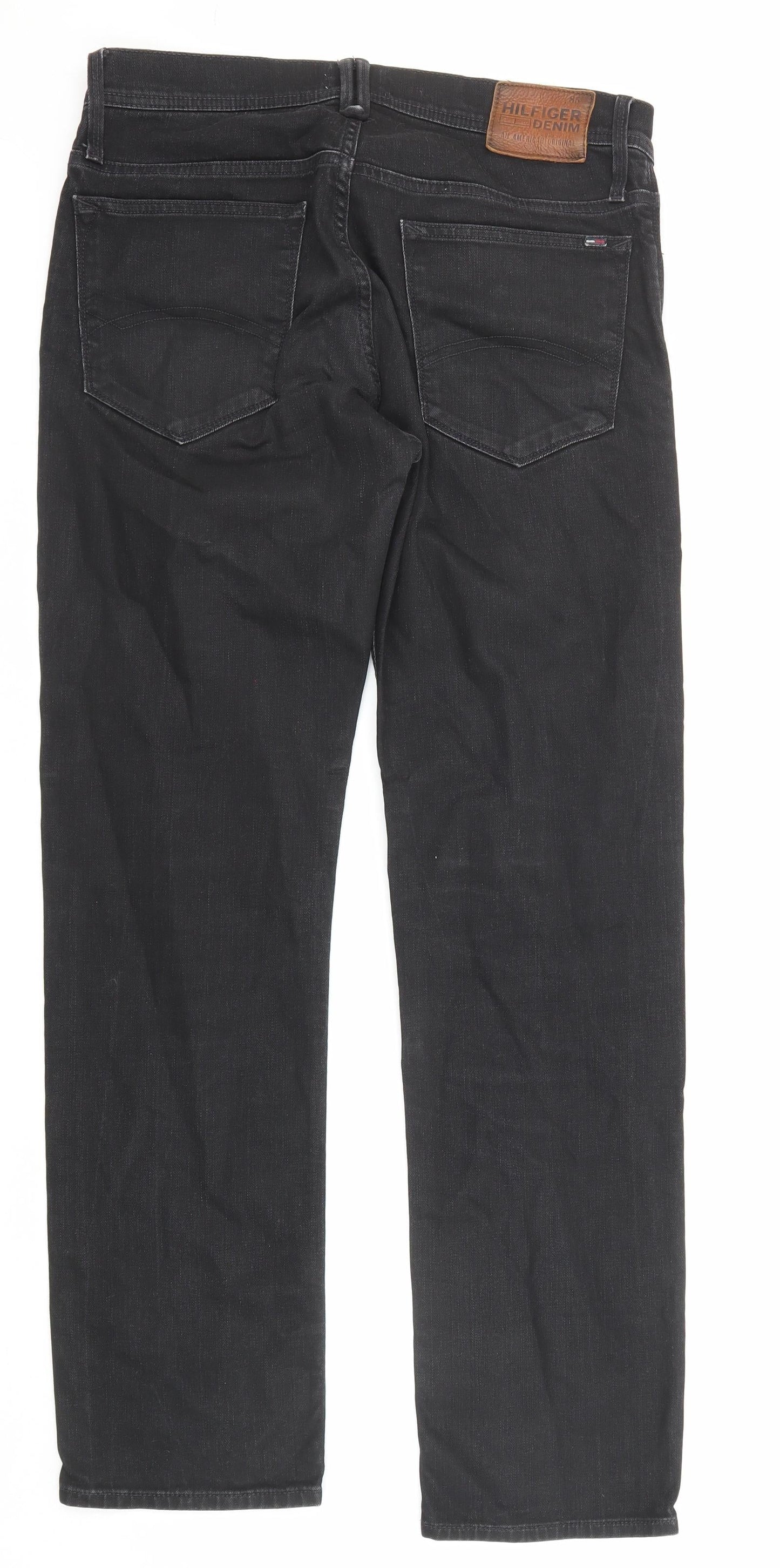 Mens UK Size 34 in Tommy Hilfiger Regular Fit Straight Black Jeans