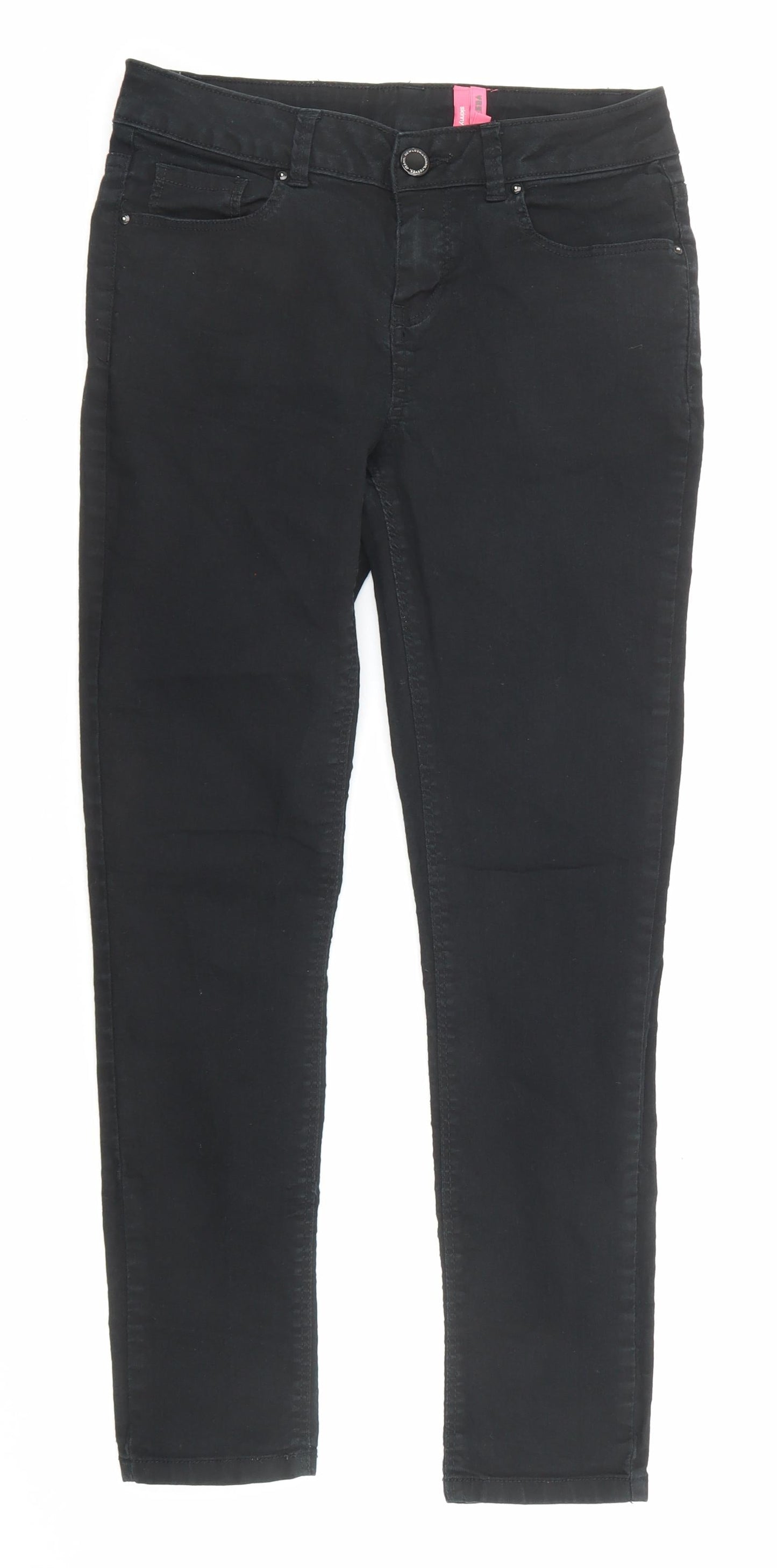 New Look Womens Black Cotton Skinny Jeans Size 10 Regular Zip