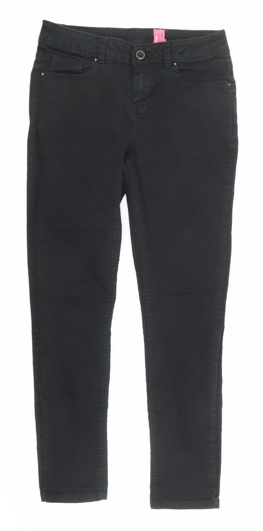 New Look Womens Black Cotton Skinny Jeans Size 10 Regular Zip