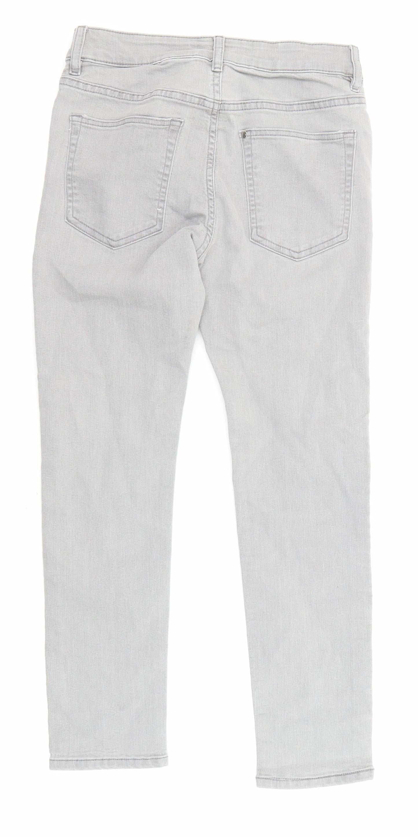 H&M Girls Grey Cotton Skinny Jeans Size 10-11 Years Regular Zip