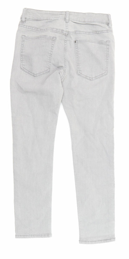 H&M Girls Grey Cotton Skinny Jeans Size 10-11 Years Regular Zip