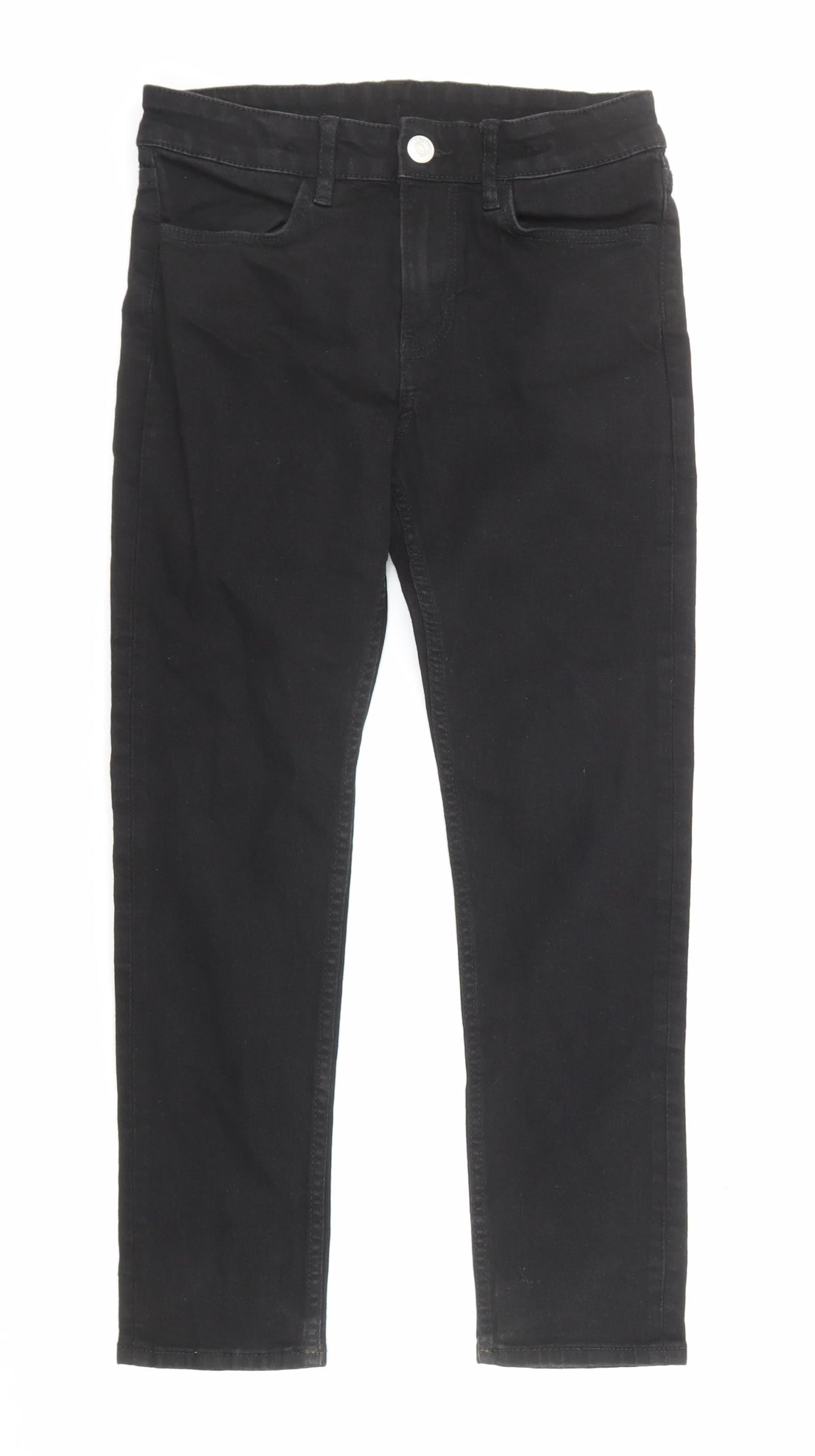 H&M Girls Black Cotton Skinny Jeans Size 10-11 Years Regular Zip