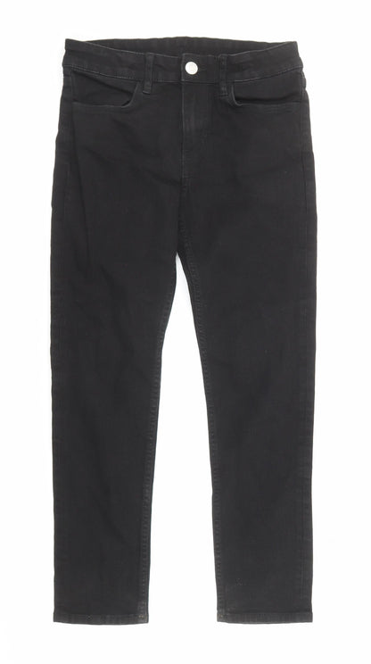 H&M Girls Black Cotton Skinny Jeans Size 10-11 Years Regular Zip