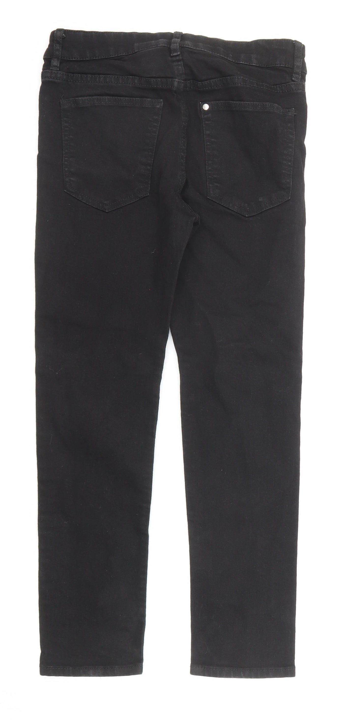 H&M Girls Black Cotton Skinny Jeans Size 10-11 Years Regular Zip