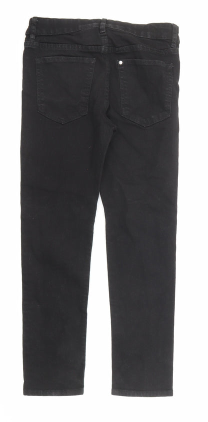 H&M Girls Black Cotton Skinny Jeans Size 10-11 Years Regular Zip