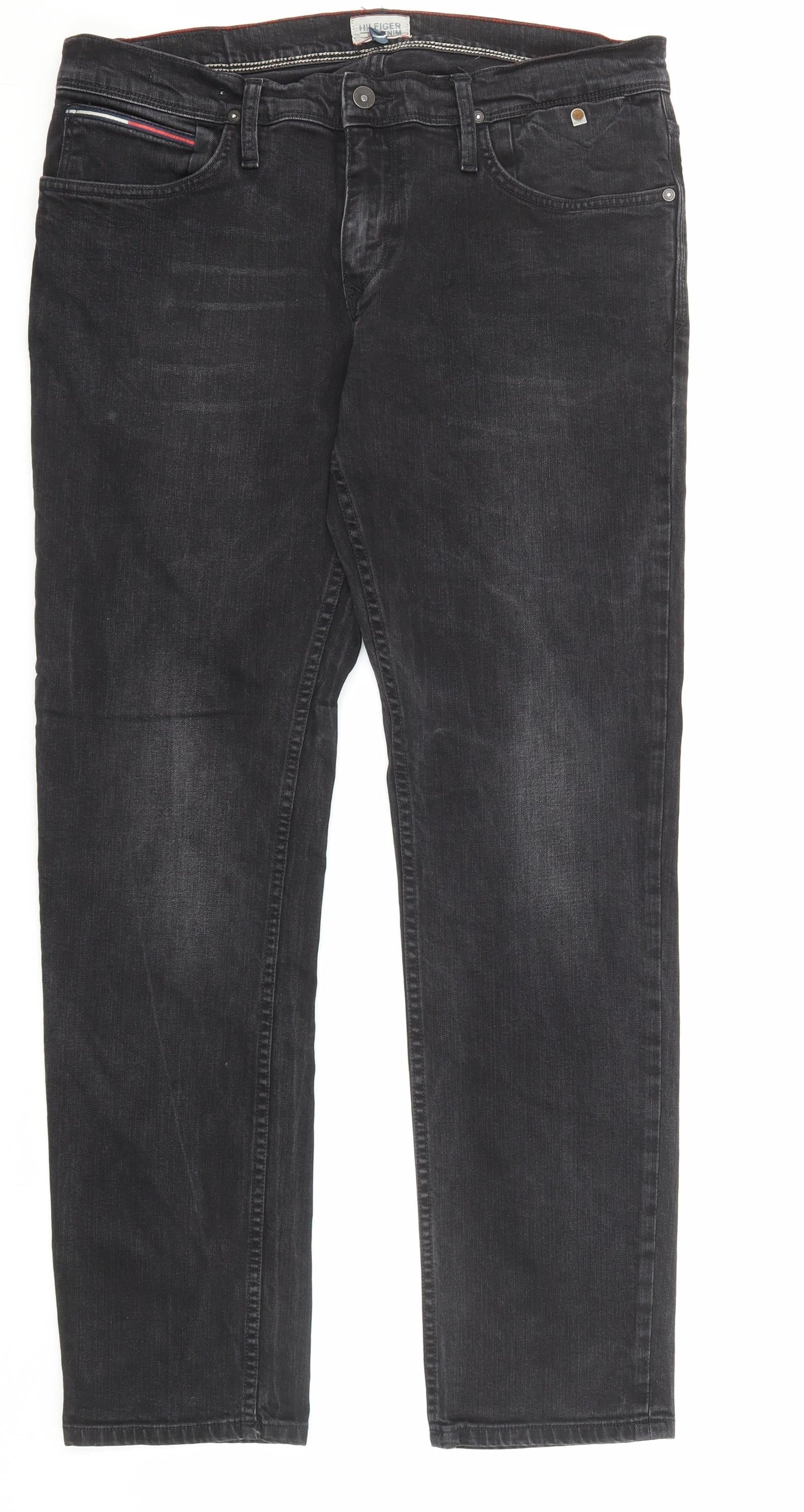 Mens UK Size 34 in Tommy Hilfiger Regular Fit Straight Black Jeans
