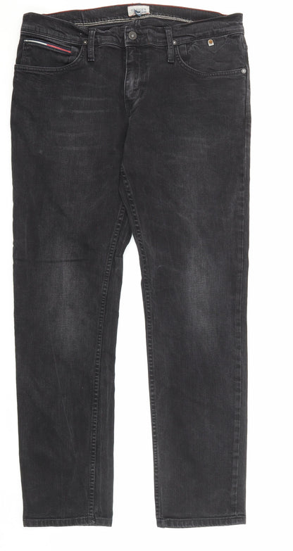 Mens UK Size 34 in Tommy Hilfiger Regular Fit Straight Black Jeans