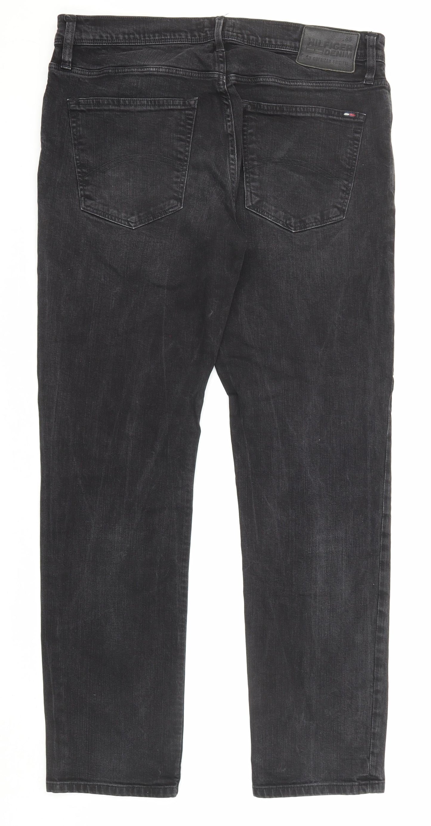 Mens UK Size 34 in Tommy Hilfiger Regular Fit Straight Black Jeans