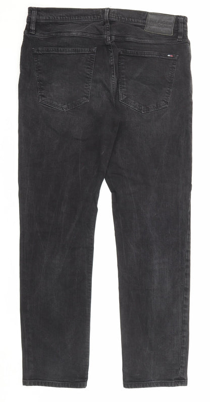 Mens UK Size 34 in Tommy Hilfiger Regular Fit Straight Black Jeans