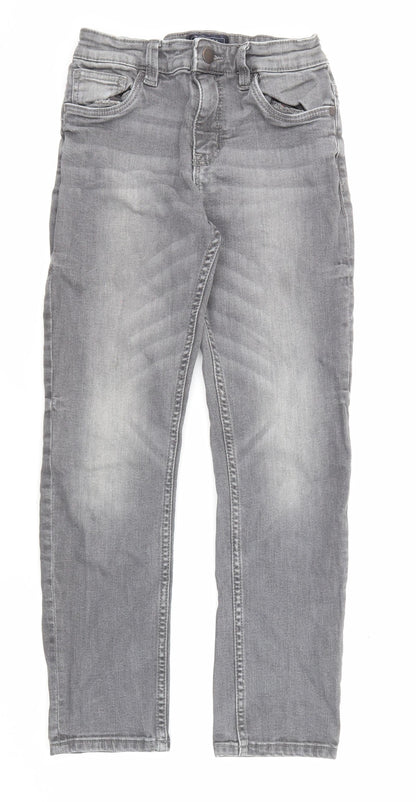 NEXT Boys Grey Cotton Straight Jeans Size 9 Months Regular Zip