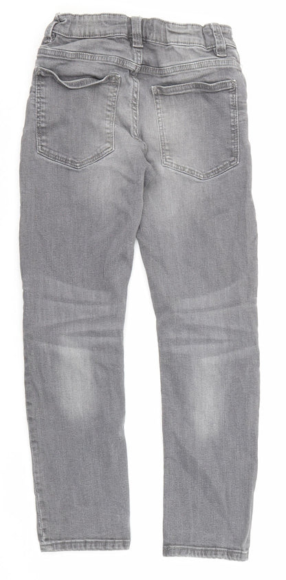 NEXT Boys Grey Cotton Straight Jeans Size 9 Months Regular Zip