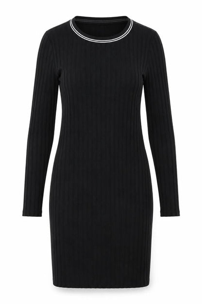 H&M Womens Black Polyester Mini Size 6 Round Neck Pullover - Ribbed