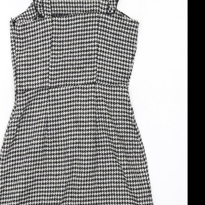 New Look Womens Black Geometric Polyester Mini Size 6 Square Neck Zip