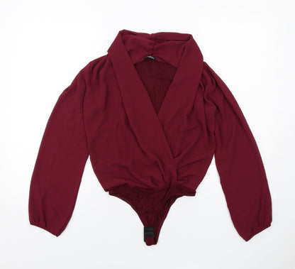 Boohoo Womens Purple Polyester Bodysuit One-Piece Size 10 Hook & Eye