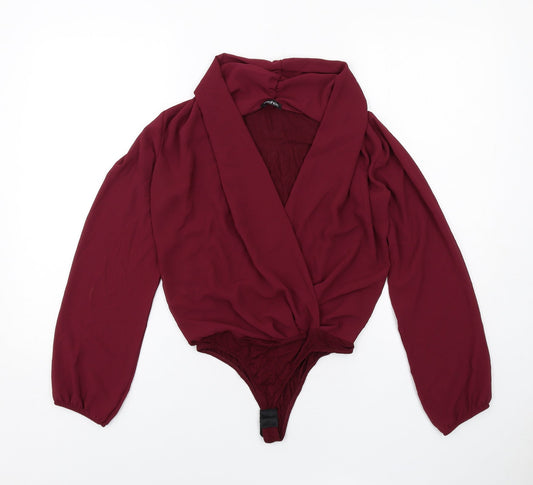 Boohoo Womens Purple Polyester Bodysuit One-Piece Size 10 Hook & Eye