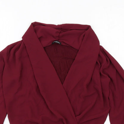 Boohoo Womens Purple Polyester Bodysuit One-Piece Size 10 Hook & Eye