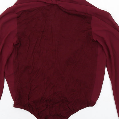 Boohoo Womens Purple Polyester Bodysuit One-Piece Size 10 Hook & Eye