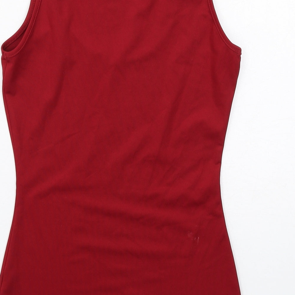 Womens UK Size 4 Missguided Red Basic Tank