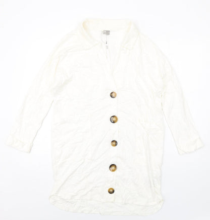 ASOS Womens Ivory Cotton Shirt Dress Size 4 Collared Pullover