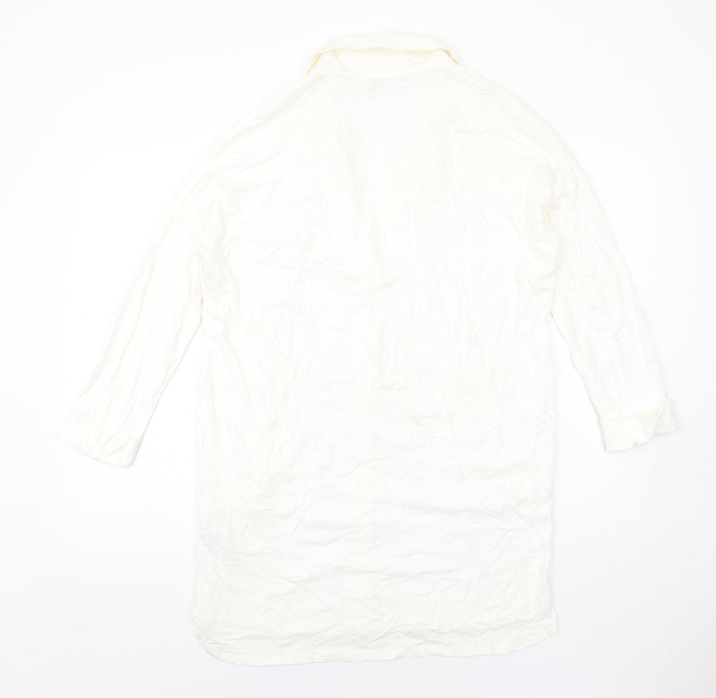 ASOS Womens Ivory Cotton Shirt Dress Size 4 Collared Pullover
