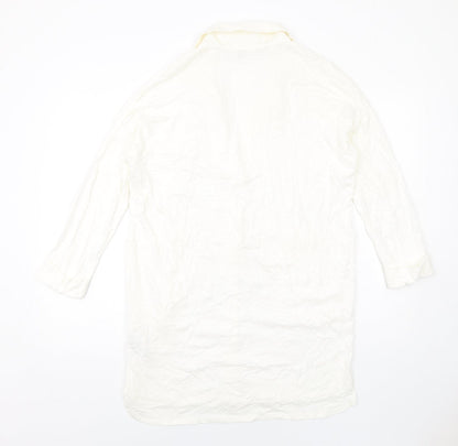 ASOS Womens Ivory Cotton Shirt Dress Size 4 Collared Pullover