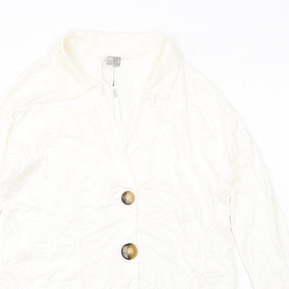 ASOS Womens Ivory Cotton Shirt Dress Size 4 Collared Pullover