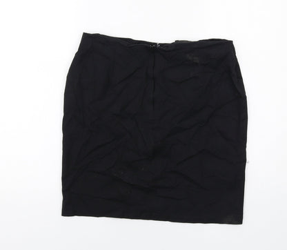 Seven7 Womens Black Viscose A-Line Skirt Size 16 Zip - Flower detail