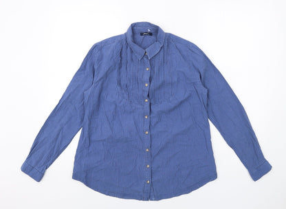 Womens UK Size 14 DASH Blue Basic Button-Up