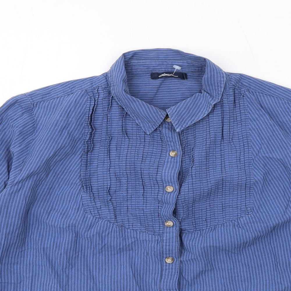 Womens UK Size 14 DASH Blue Basic Button-Up