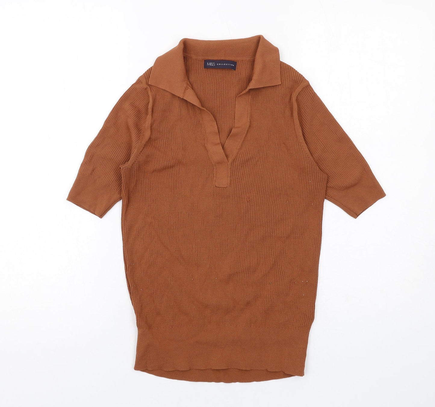 Womens UK Size 10 Marks and Spencer Brown Basic Blouse