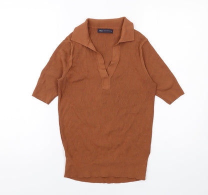 Womens UK Size 10 Marks and Spencer Brown Basic Blouse