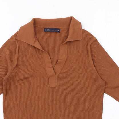 Womens UK Size 10 Marks and Spencer Brown Basic Blouse