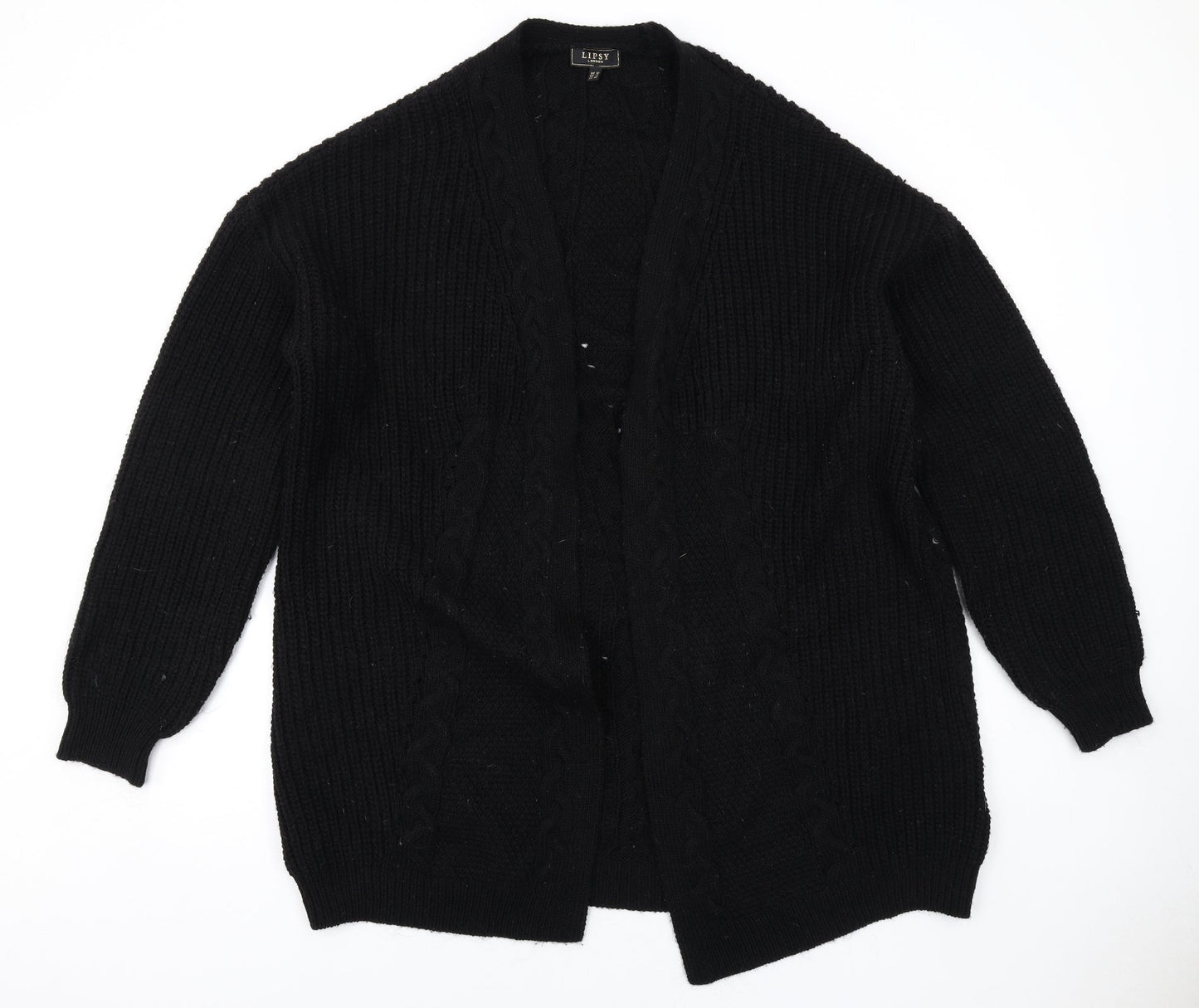 Lipsy Womens Black V-Neck Acrylic Cardigan Jumper Size 10